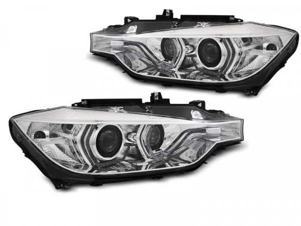 Xenon Headlights Angel Eyes Led Drl Chrome Fits Bmw F30/f31 10.11 - 05.15