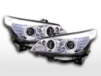 Xenon Angel Eyes LED Headlights fits BMW 5-Series E60/E61 05-07 chrome Xenon Angel Eyes LED Headlights fits BMW 5-Series E60/E61 05-07 chrome