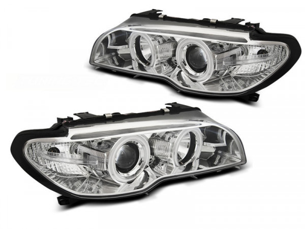 Xenon Headlights Angel Eyes Ccfl Chrome Fits Bmw E46 04.03-06 Coupe Cabrio