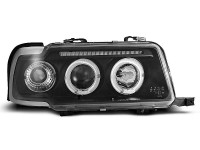 Headlights Angel Eyes Black Fits Audi 80 B4 09.91-04.96  Headlights Angel Eyes Black Fits Audi 80 B4 09.91-04.96