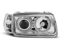 Headlights Angel Eyes Chrome Fits Vw Polo 6n 10.94-09.99 Headlights Angel Eyes Chrome Fits Vw Polo 6n 10.94-09.99