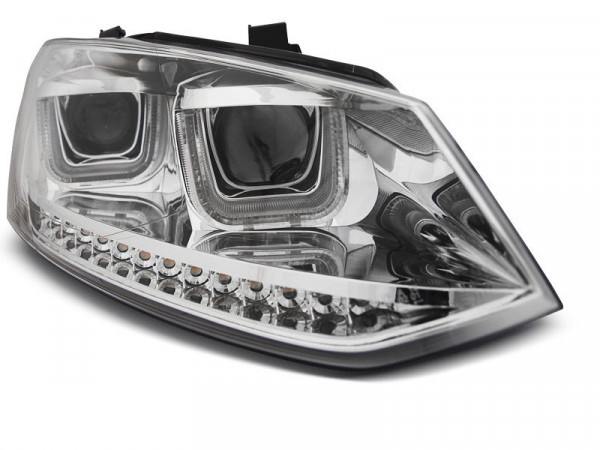 Headlights U-led Light Chrome Seq Fits Vw Polo 6r 09-03.14