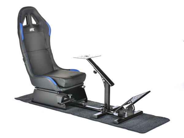 FK Gamesitz Spielsitz Rennsimulator eGaming Seats Suzuka schwarz/blau mit Teppich