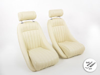 FK Oldtimersitze Set Classic Vollschalensitze beige Kunstleder mit Kopfstütze FK Oldtimersitze Set Classic Vollschalensitze beige Kunstleder mit Kopfstütze