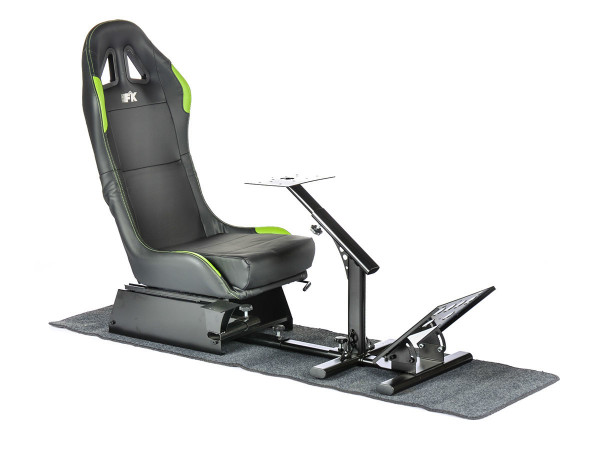 FK Gamesitz Spielsitz Rennsimulator eGaming Seats Suzuka schwarz/grün mit Teppich