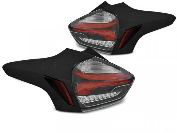 Ford Focus 3 15-18 Hatchback Black Red Seq Led