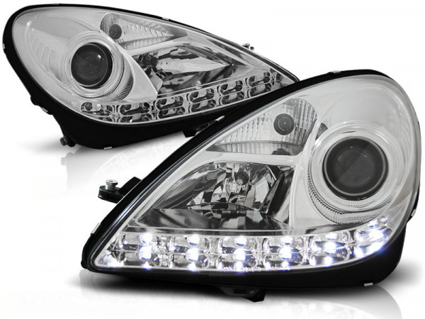 Xenon Headlights Daylight Chrome Fits Mercedes R171 Slk 04-11