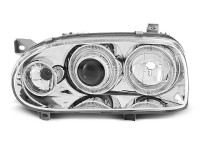 Headlights Angel Eyes Chrome Fits Vw Golf 3 09.91-08.97 Headlights Angel Eyes Chrome Fits Vw Golf 3 09.91-08.97