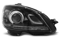 Headlights True Drl Black Fits Mercedes W204 07-10  Headlights True Drl Black Fits Mercedes W204 07-10